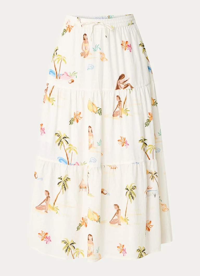 Fustă maxi din amestec de in Seafolly Isla Palm