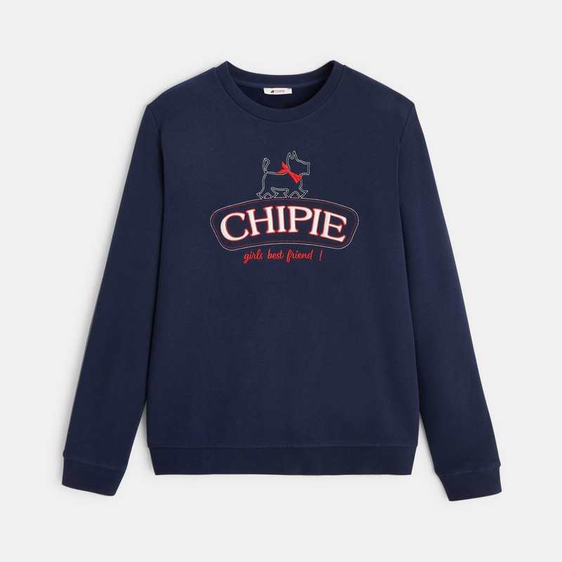 Sweat brodé adulte Chipie bleu fille