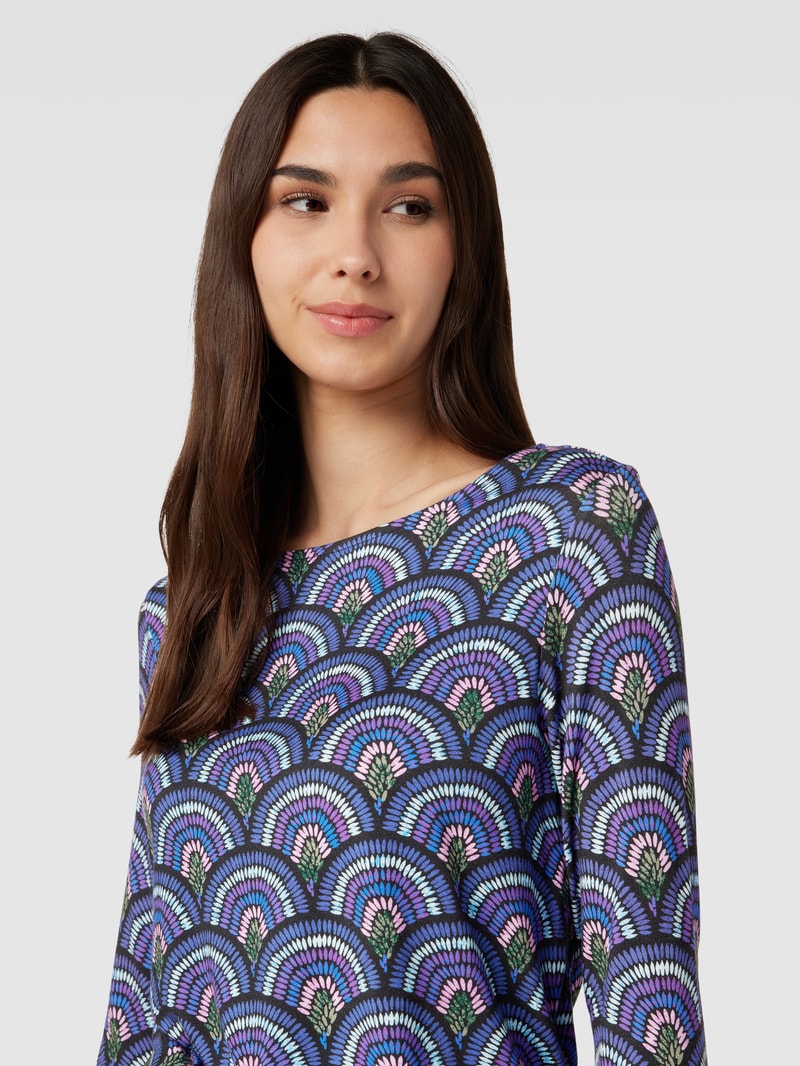 T-Shirt mit 3/4-Arm in dunkelblau