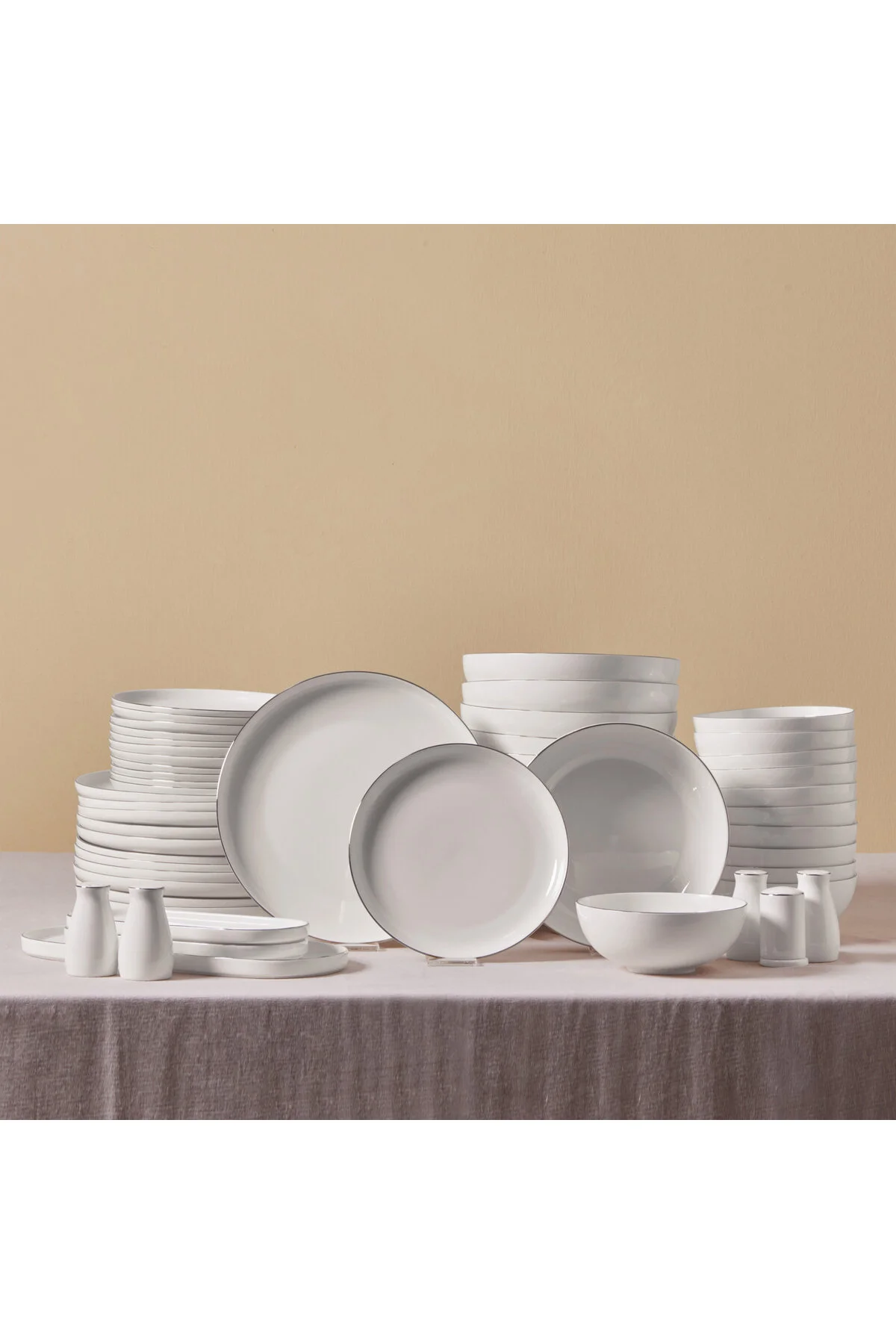 Karaca  Favaro Platin 56-teiliges Geschirrset – Elegantes Platin-Akzent New Generation Bone