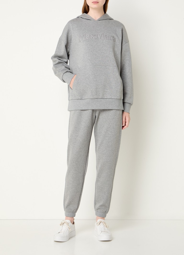 Felpa con cappuccio MaxMara Sapore con tasca a marsupio e logo ricamato.