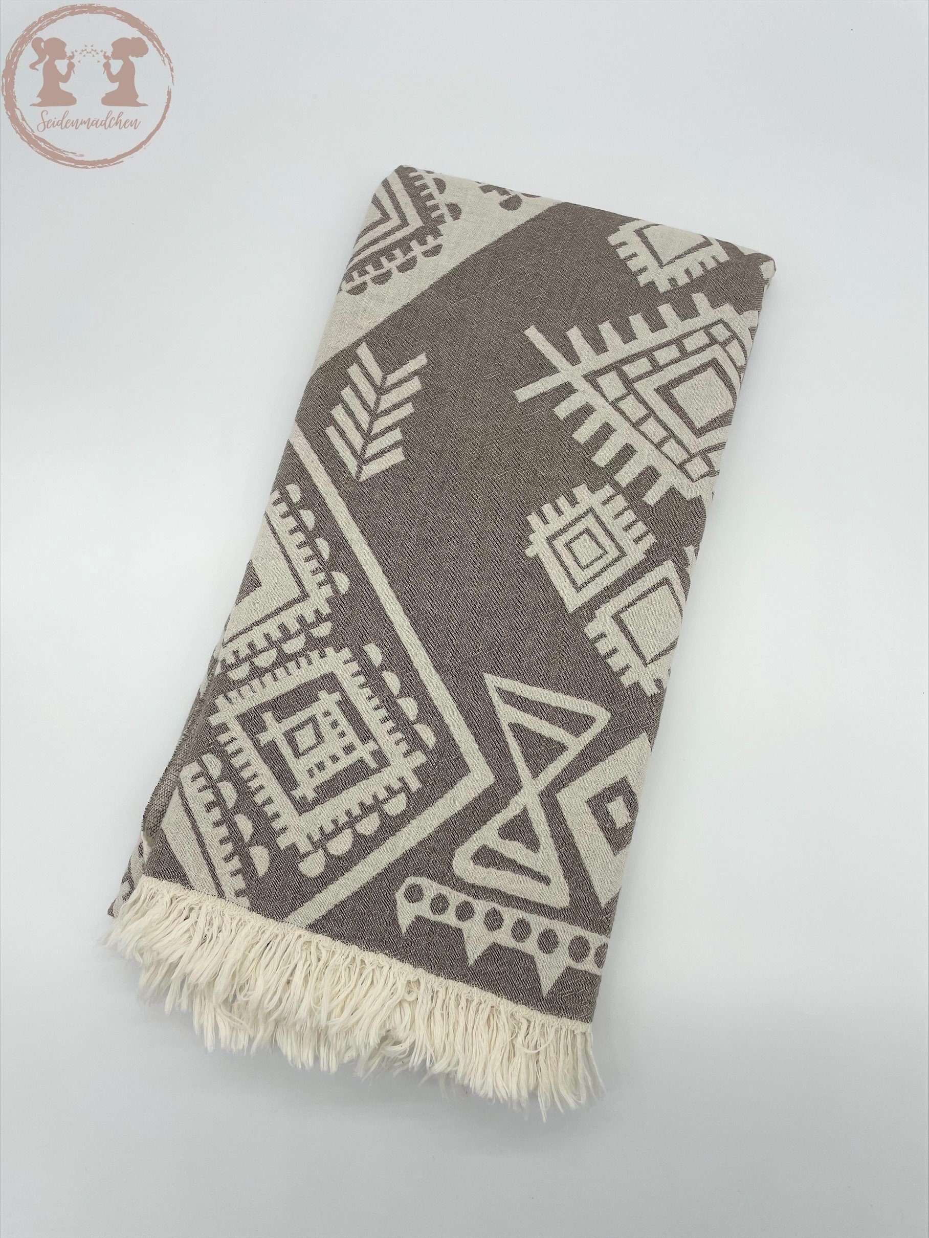 Seidenmädchen Multifunktionstuch Peshtemal AMSTERDAM aus 100% Baumwolle 50*90cm, mit Ornament Muster