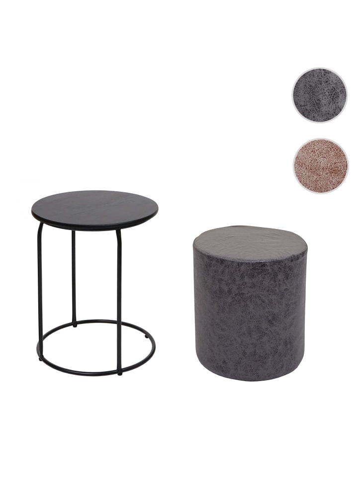 MCW 2er-Set Sitzhocker und Beistelltisch K48, Schwarz günstig kaufen onesize