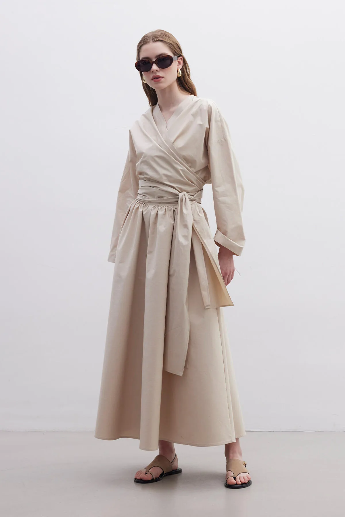 Manuka  Premium Hemd im Kimono-Stil, Kamel