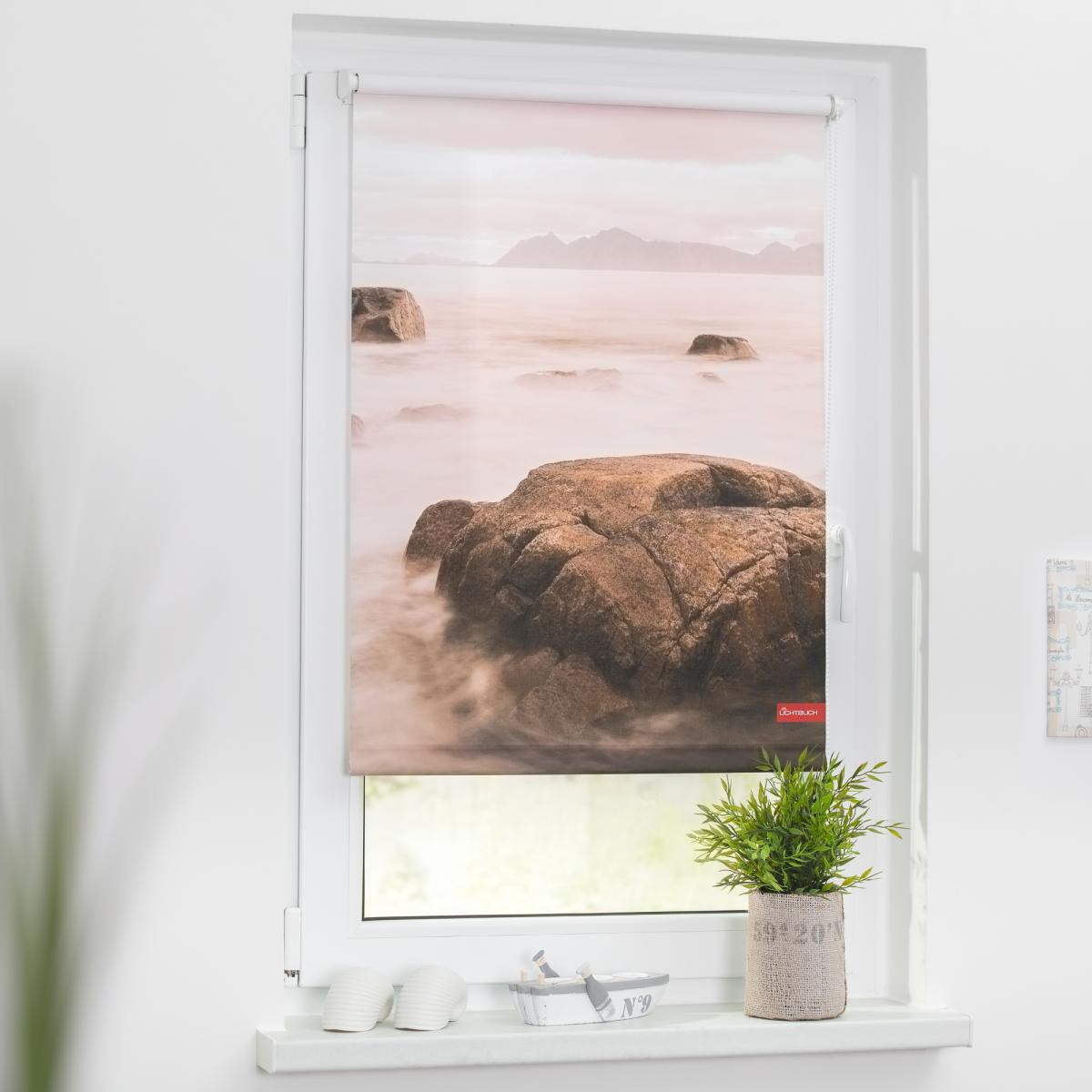 Lichtblick Rollo Klemmfix, ohne Bohren, blickdicht, Stone - Grau Rot, 120 x 150 cm (B x L)