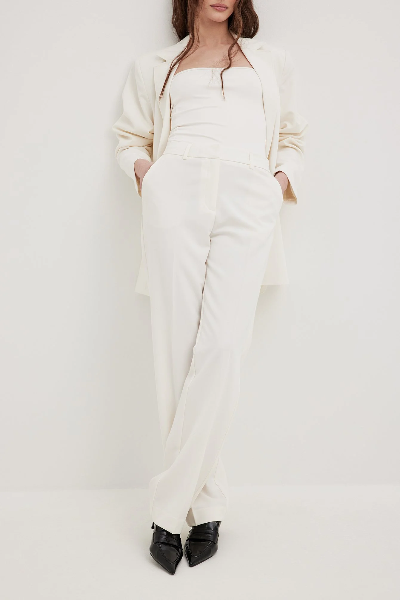 Anzughose mit mittlerer Taille und geradem Bein