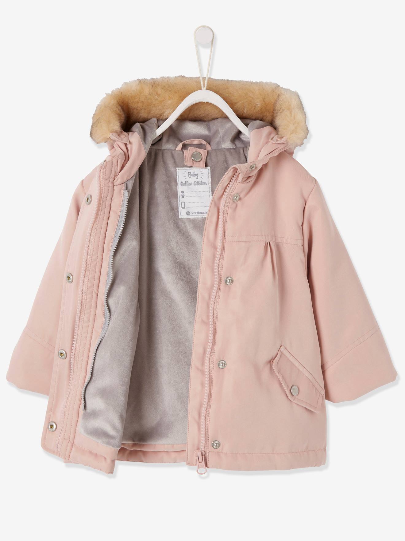 Parka 3 en 1 bébé fille rose pâle