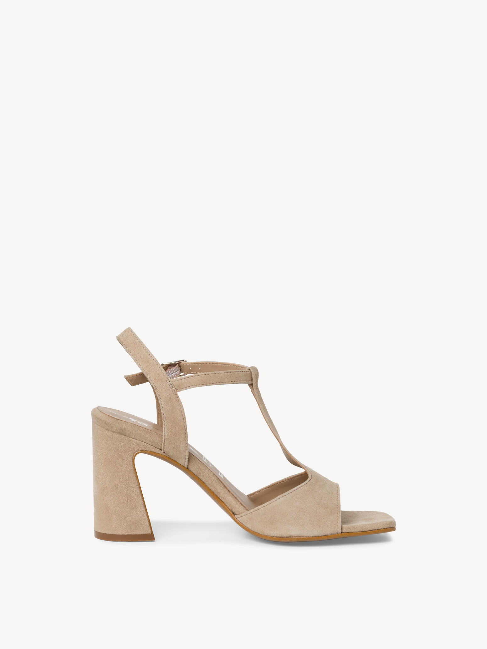 Sandale à talon en cuir - beige