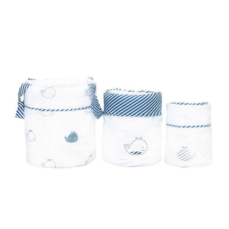 Lot de 3 panières gigognes Blue baleine