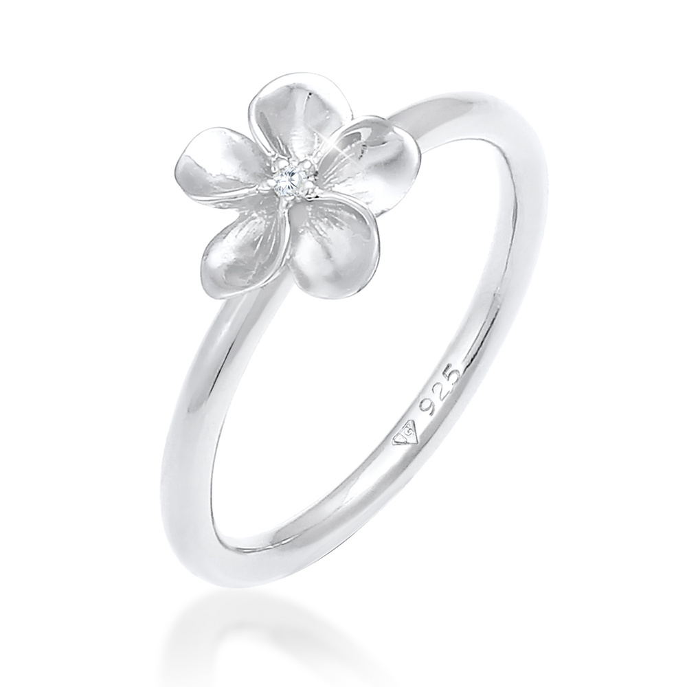 Nenalina Nenalina Bague Dames portant une fleur de frangipanier avec des cristaux de zirco Bague