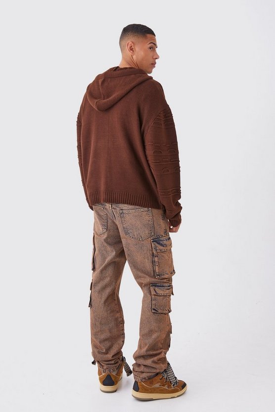 Oversize 3D Jacquard Hoodie mit Reißverschluss