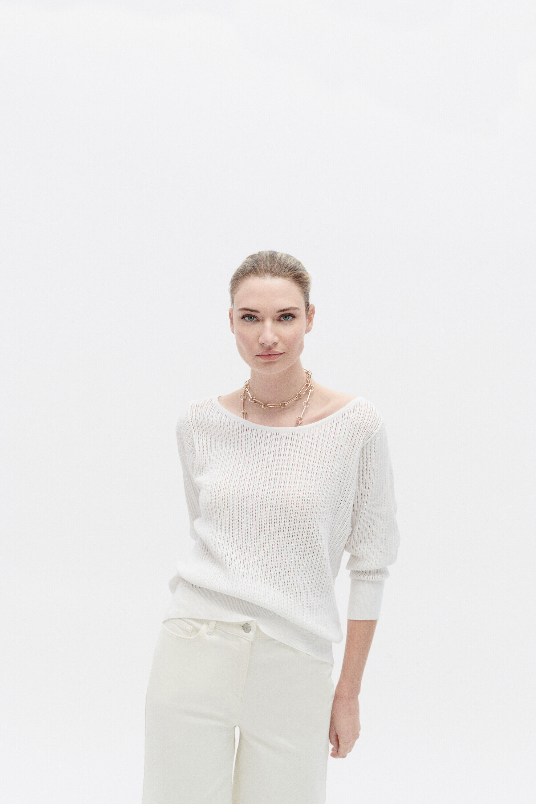 Pull mcleo blanc femme