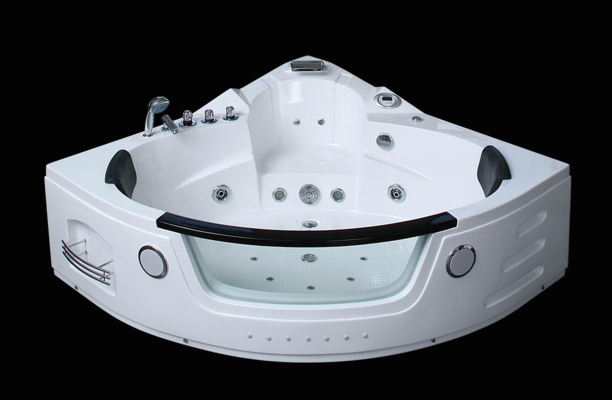 PureHaven Whirlpool 172x172 cm Wasserfall Heizung Lichttherapie Soundsystem Reinigungsprogramm Bluetooth-Soundsystem