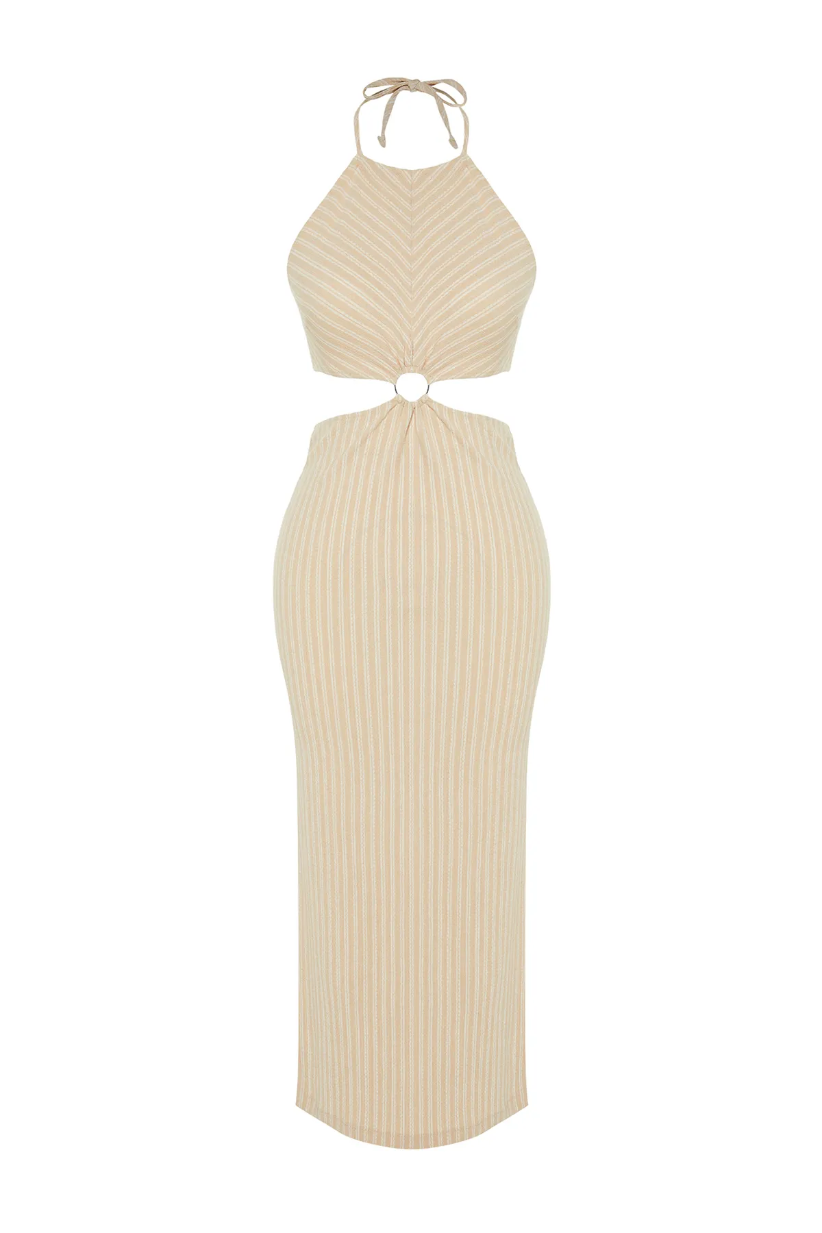 Trendyol Collection  Beiges Maxi-Strickaccessoires-Strandkleid im Strick-Look TBESS23EL00066