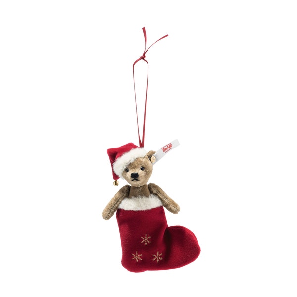 Weihnachtsteddybär Ornament, 12 cm, hellbraun