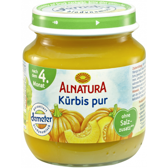Alnatura Bio Kürbis pur, nach dem 4. Monat 125G