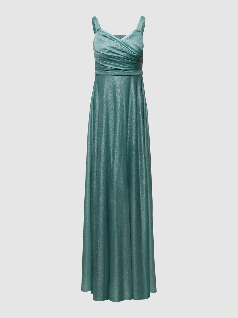 Abendkleid mit V-Ausschnitt in petrol