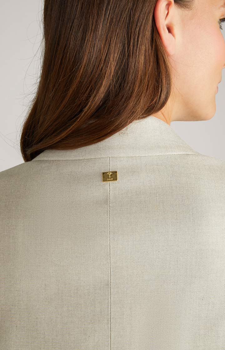 Jersey-Long-Blazer in Hellbeige meliert
