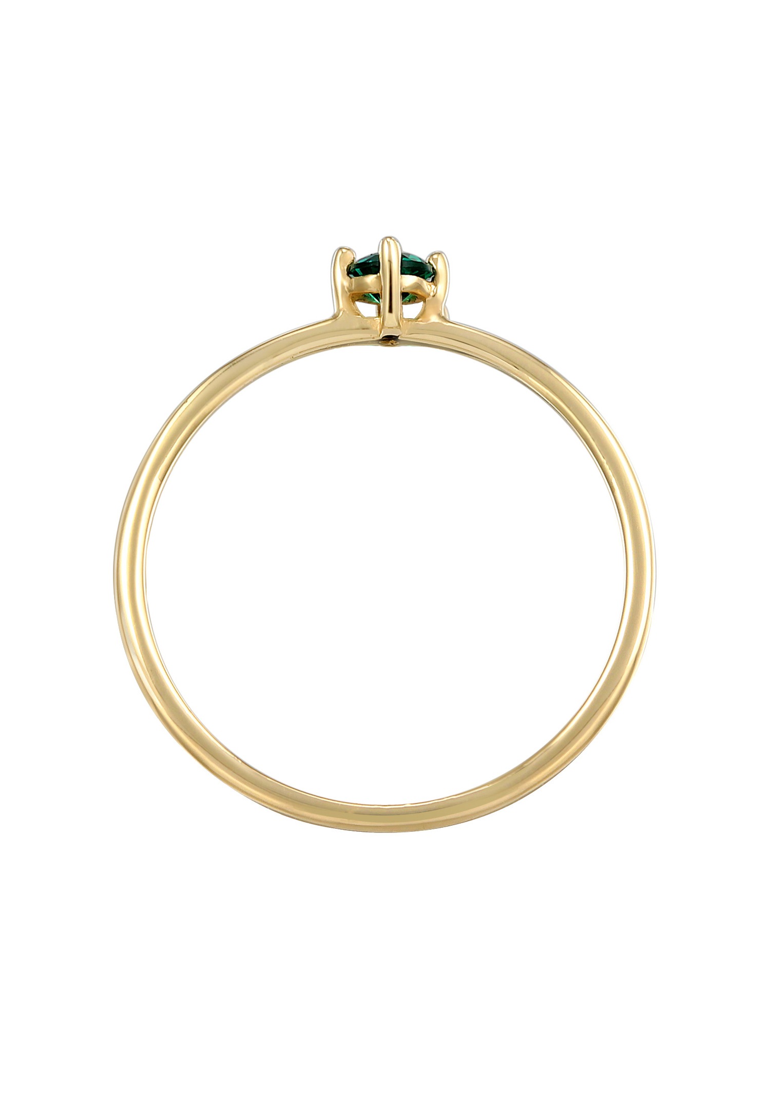 Elli PREMIUM Ring Synthetischer Smaragd Solitär 375er Gelbgold