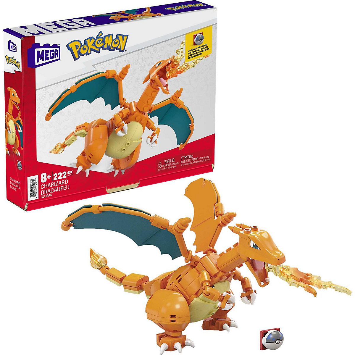 Mega Pokémon Glurak, Bauset, Bausteine, Sammelfigur, 223 Teile