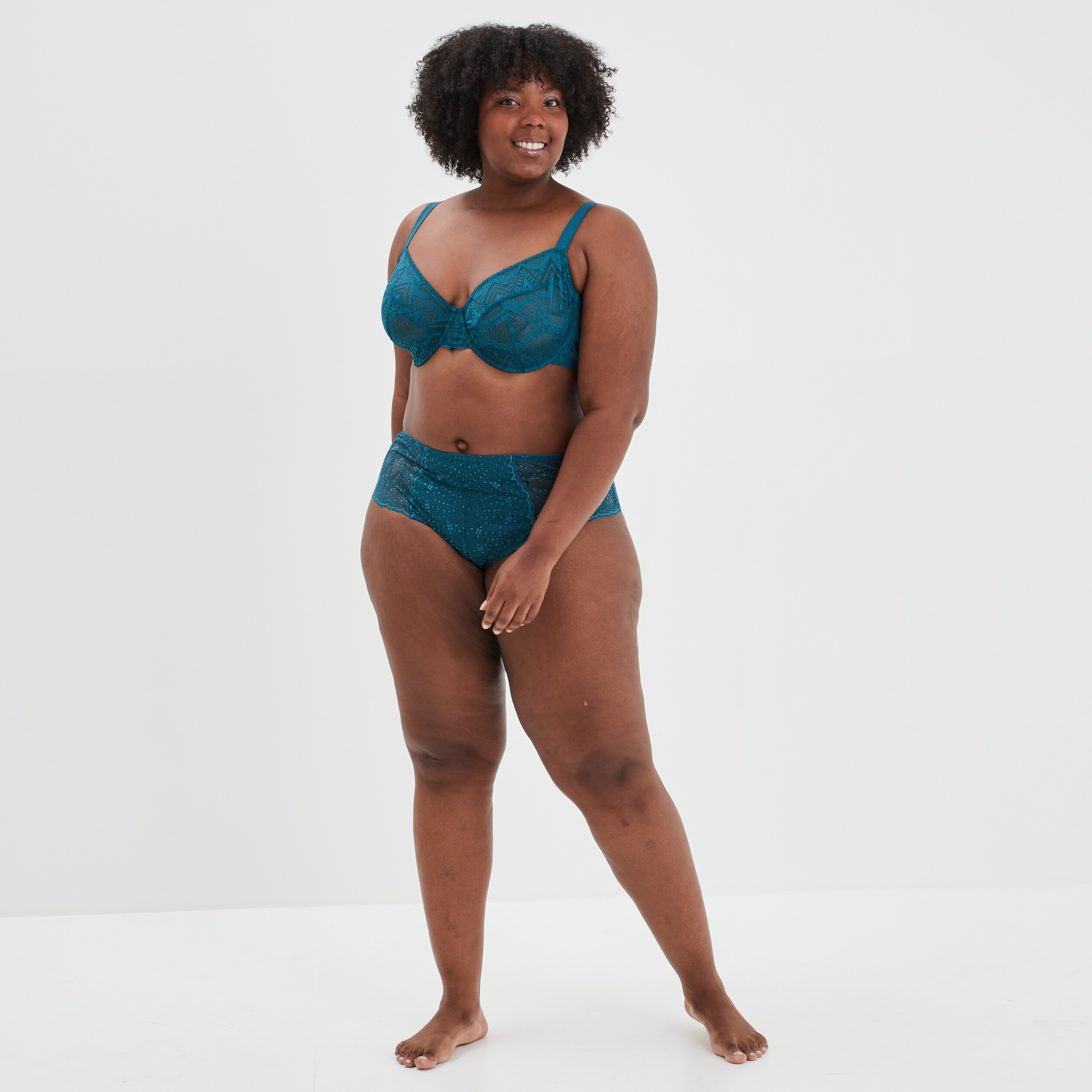 Soutien-gorge emboîtant dentelle bleu canard femme grande taille | La Halle