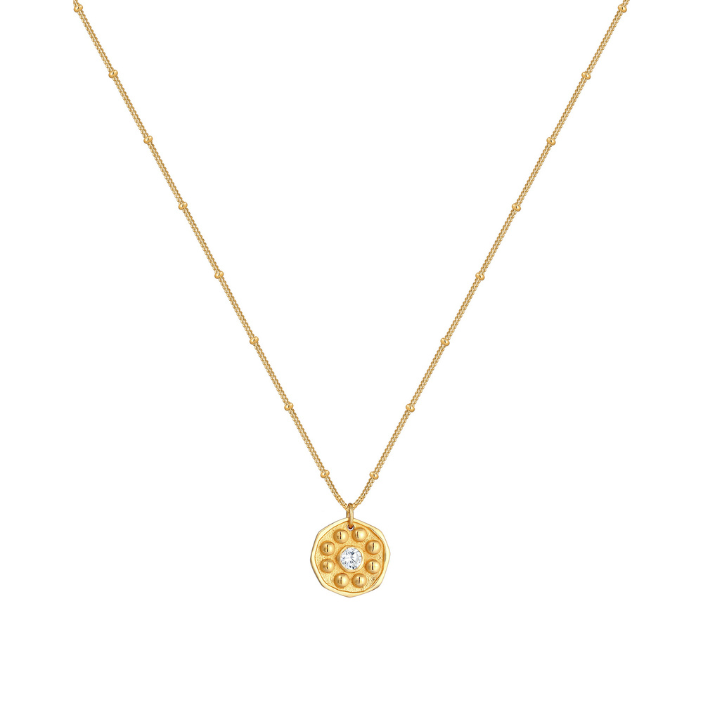 Elli Elli Collier Pendentif pour dame en chaîne à boules aspect antique avec cristaux  collier