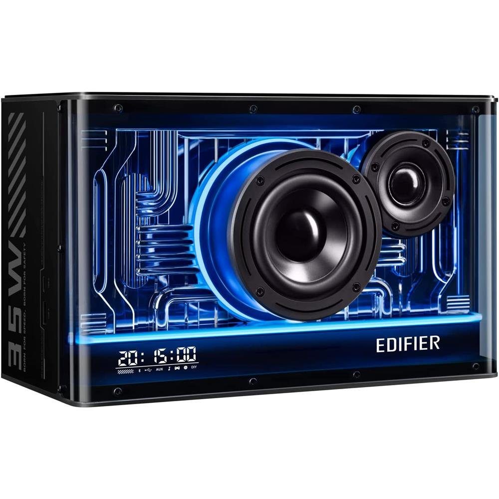 Edifier® QD35 Bluetooth-Lautsprechersystem Schwarz Lautsprechersystem (Bluetooth, 40 W, mit RGB-Lichteffekten und zwei Ladeanschlüssen)