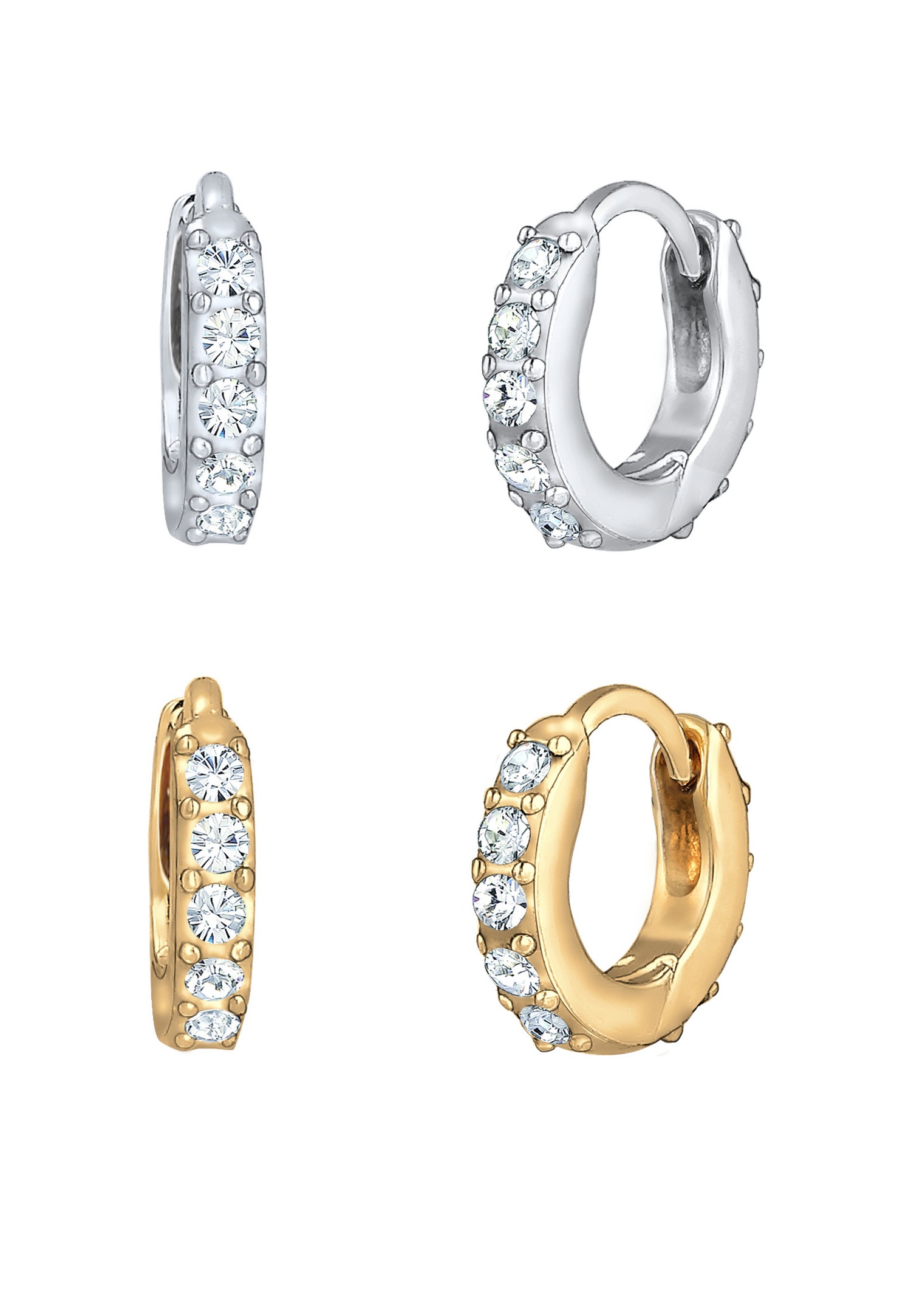 Set di orecchini a cerchio da donna Elli con cristalli in argento sterling 925 e argento placcato oro
