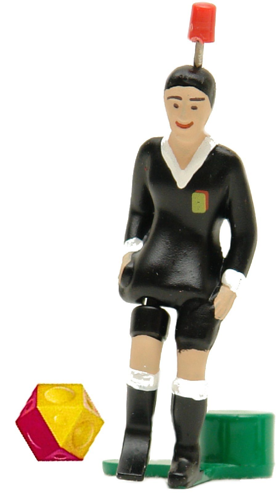 Tipp-Kick Tischfußballspiel Schiedsrichter Figur Schiri Kicker Spieler mit Ball gelb rot Tip Kick LIMITED EDITION