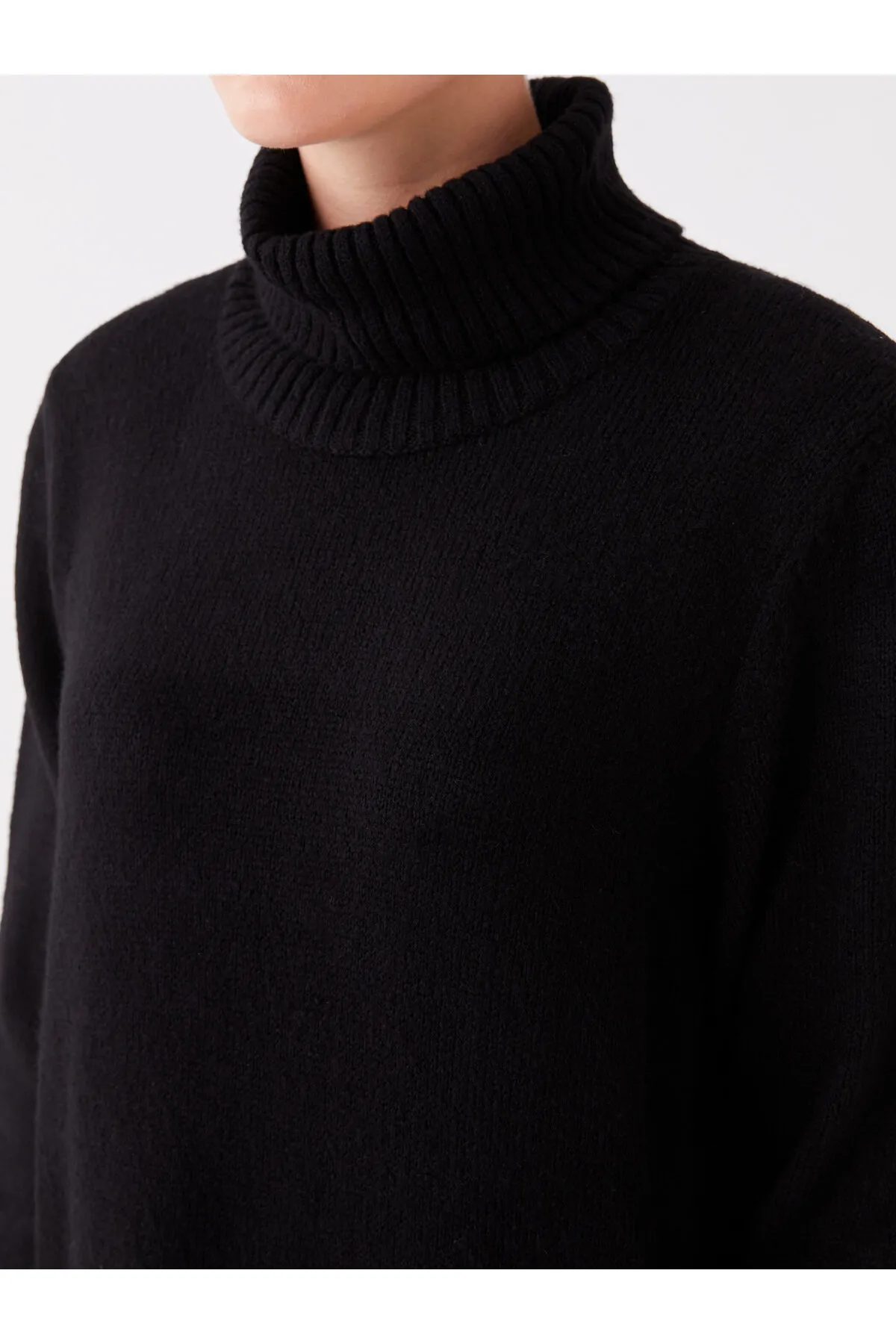 LC Waikiki  Rollkragenpullover, gerades Langarm-Strickkleid für Damen in Übergröße