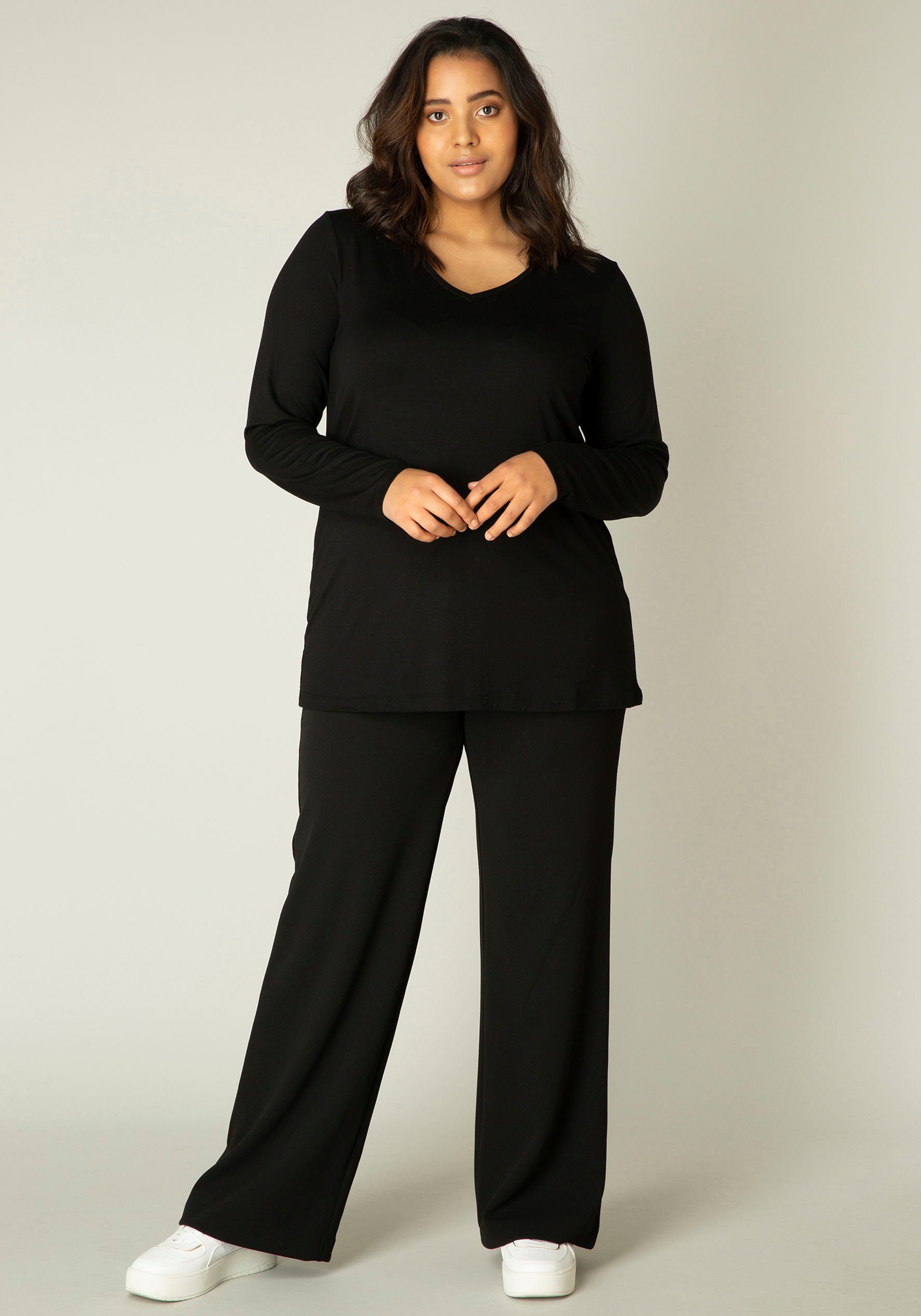 Base Level Curvy Langarmshirt Alize Weiche leicht glänzende Qualität