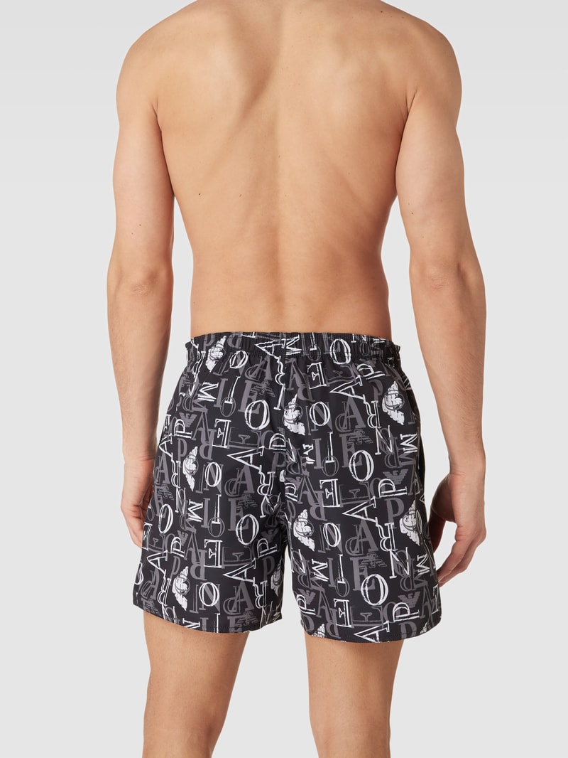 Badehose mit Label-Print in schwarz