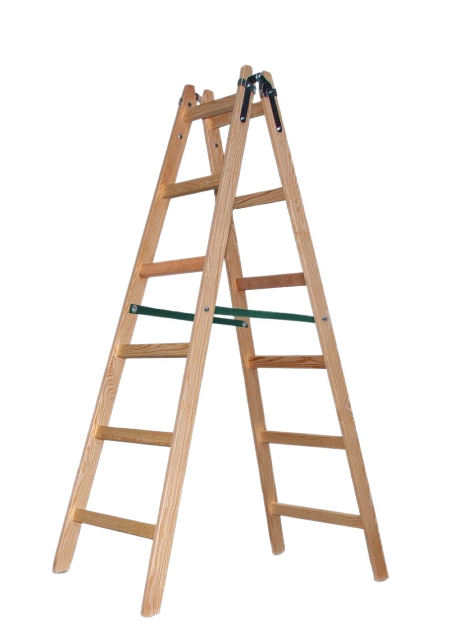 Vago-Tools Holzleiter Leiter Trittleiter 2 x 6 Stufen zweiseitige Klappleiter