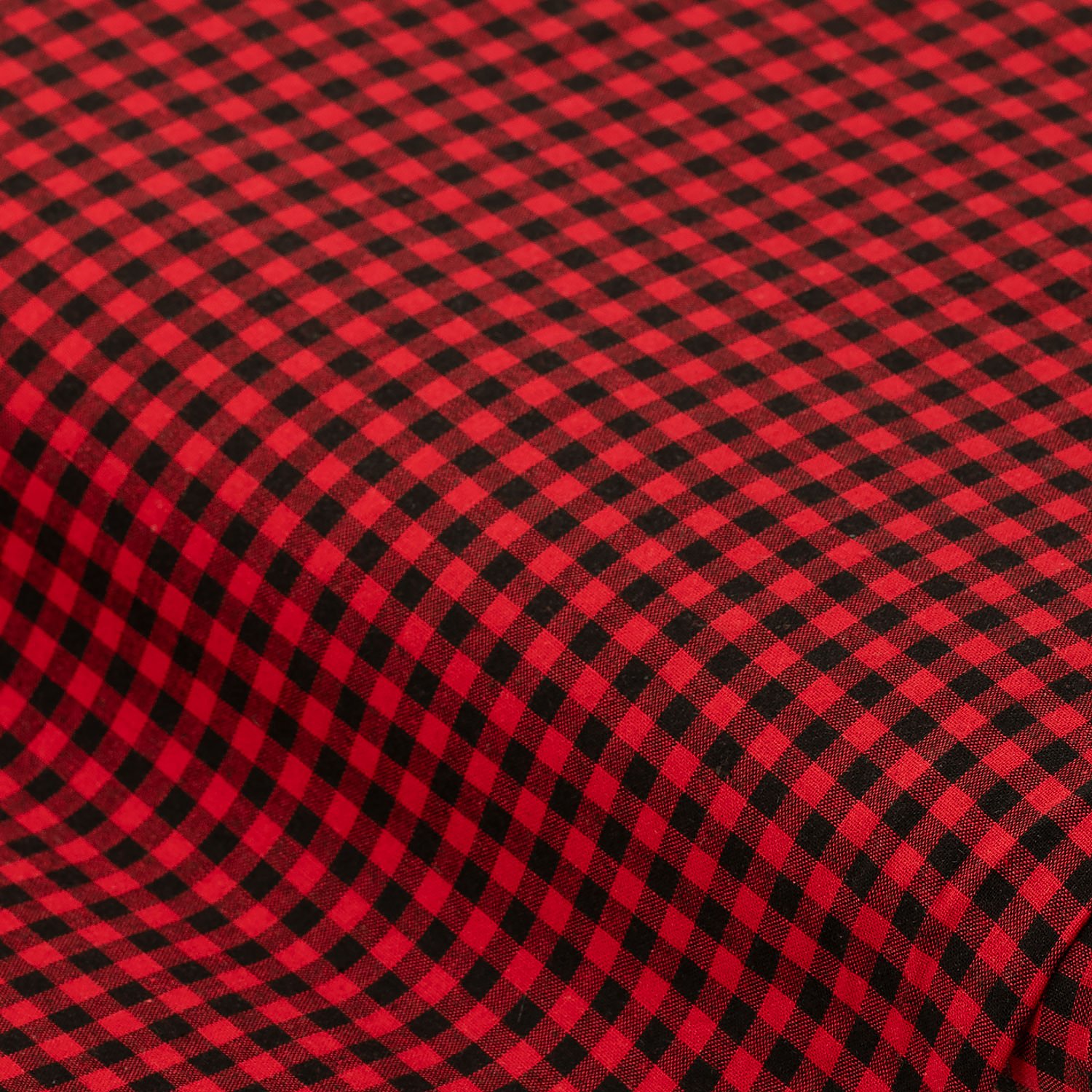 Buntgewebtes Vichykaro 5 x 5 mm, schwarz/rot