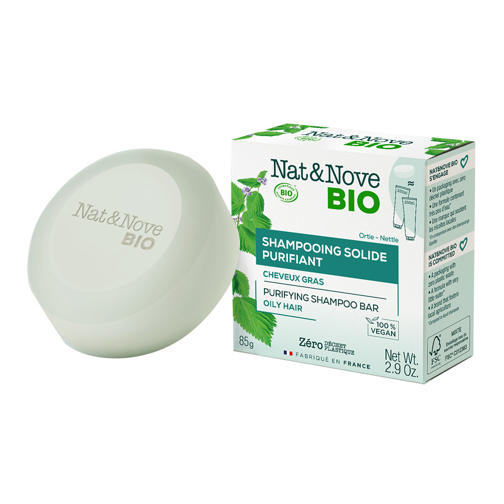 Nat & Nove Bio NAT&NOVE BIO Shampooing Solide Purifiant  Certifié Bio Cheveux gras 85g SHAMPOOING solide certifié BIO