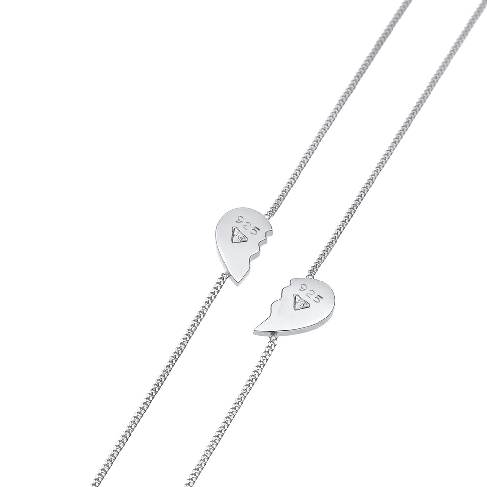 Elli Elli Bracelet Coeur de dame en demi-amitié Love Bond ajustable en argent sterling Bracelet