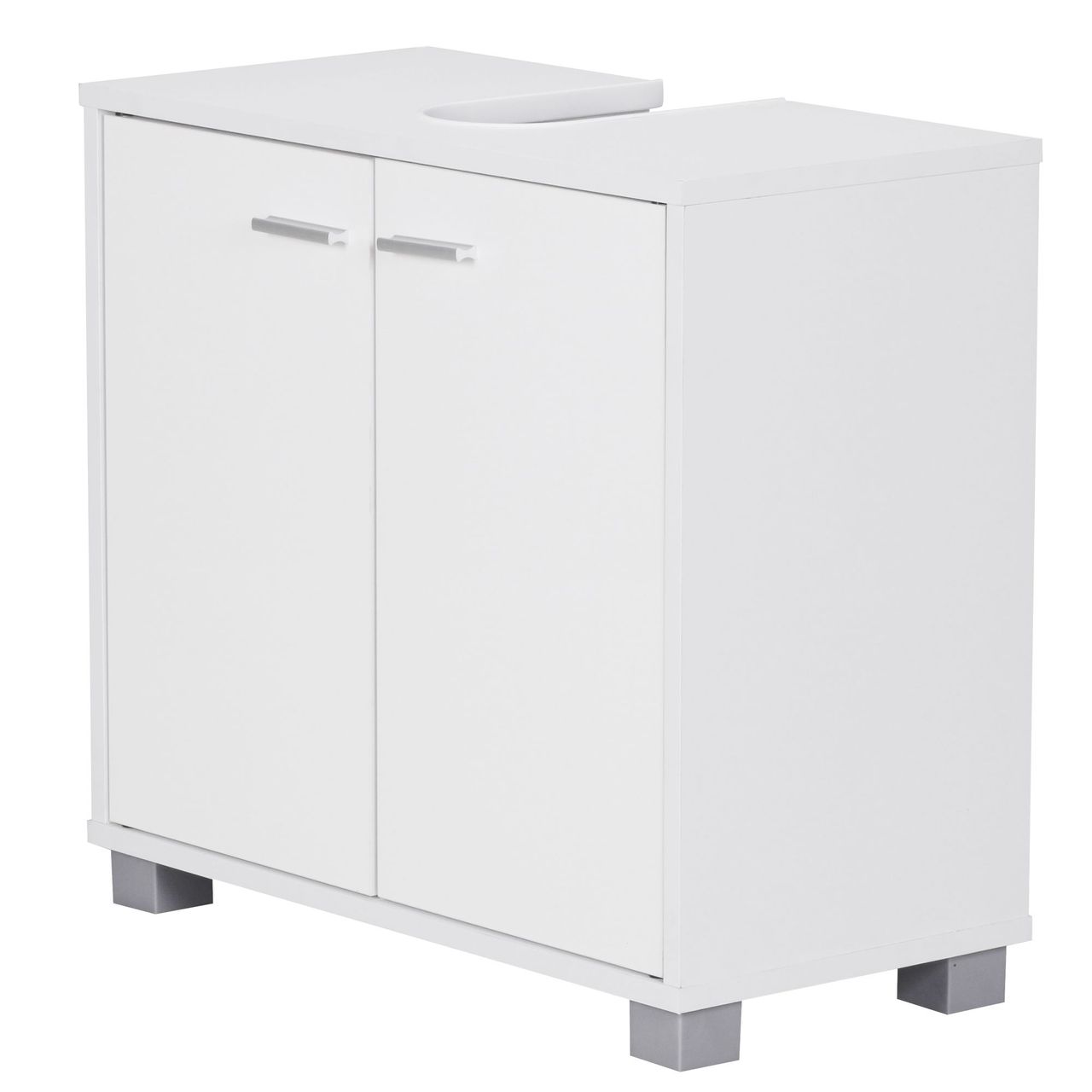 Wohnling Bad Waschbecken Unterschrank 60 x 55 x 30 cm 2 Türen weiß