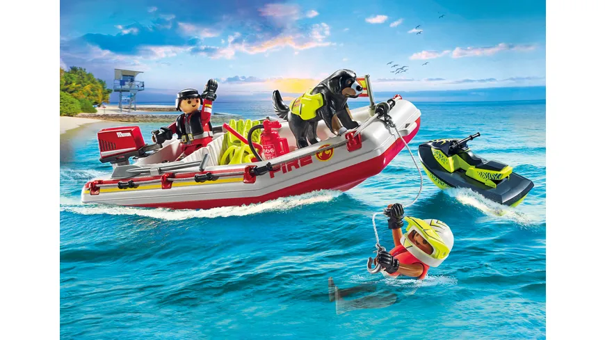 PLAYMOBIL 71464 ACTION HEROES Feuerwehrboot mit Aqua Scooter