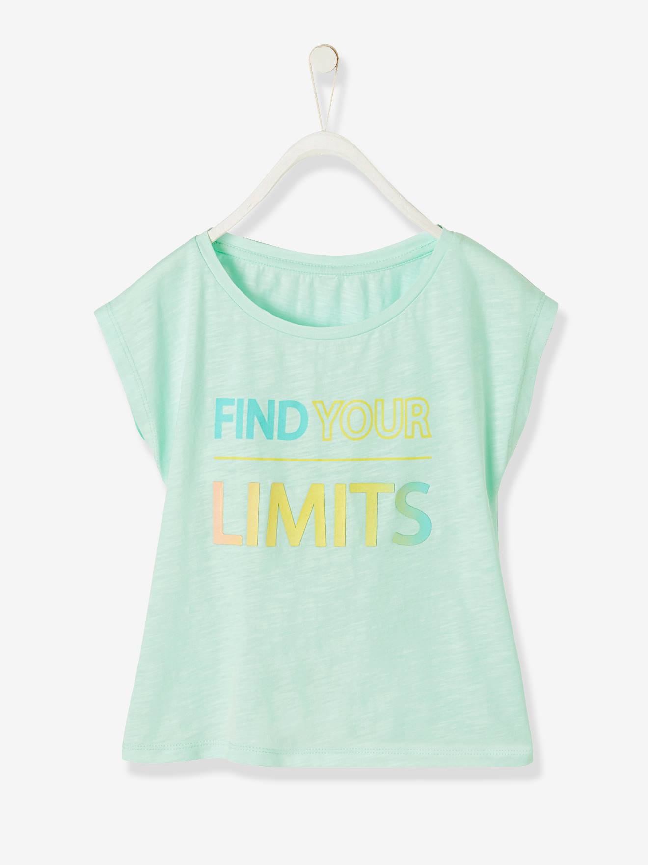 T-shirt fille message fantaisie vert clair