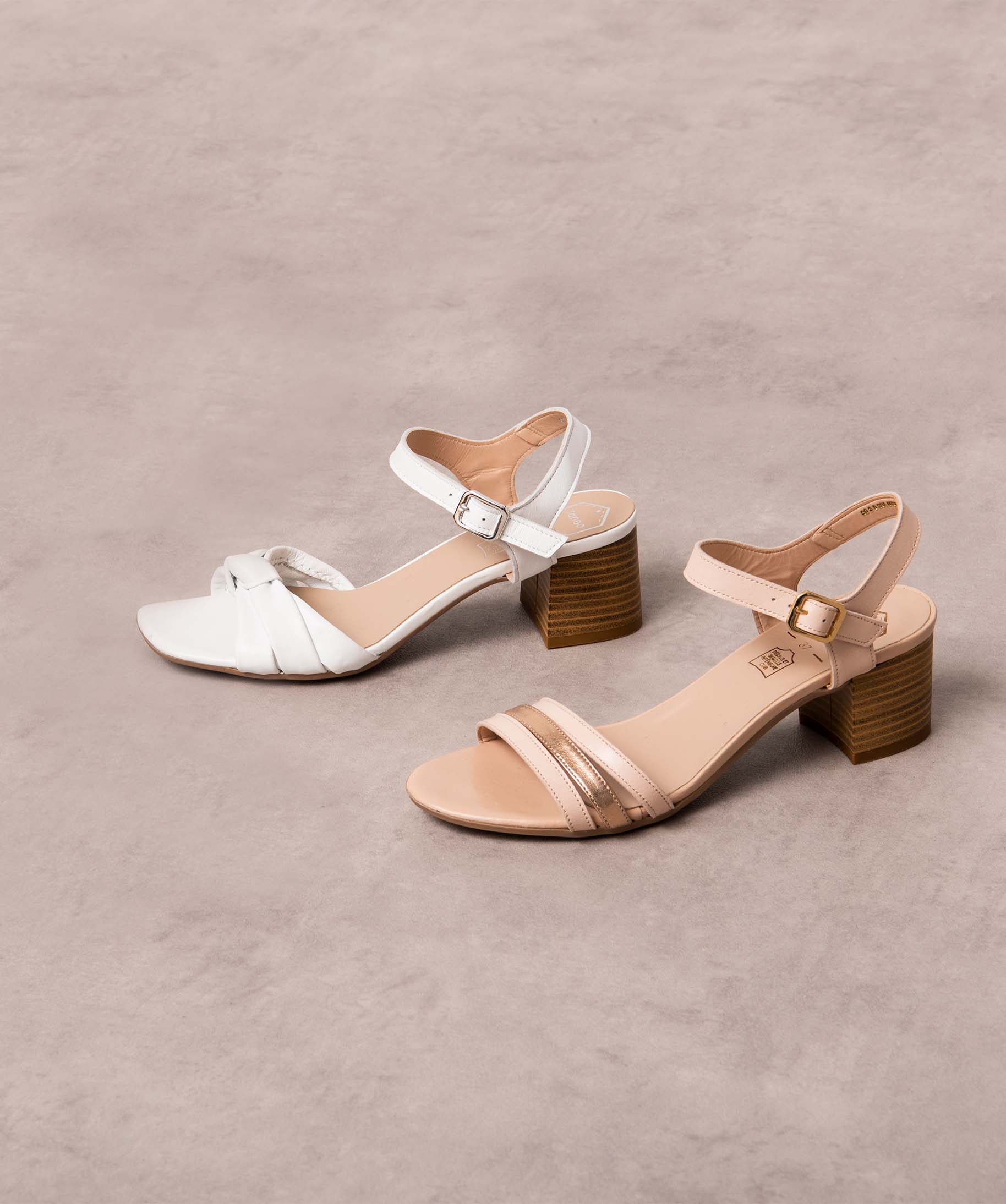 Sandales femme à talon dessus cuir uni drapé - Tanéo blanc | GEMO