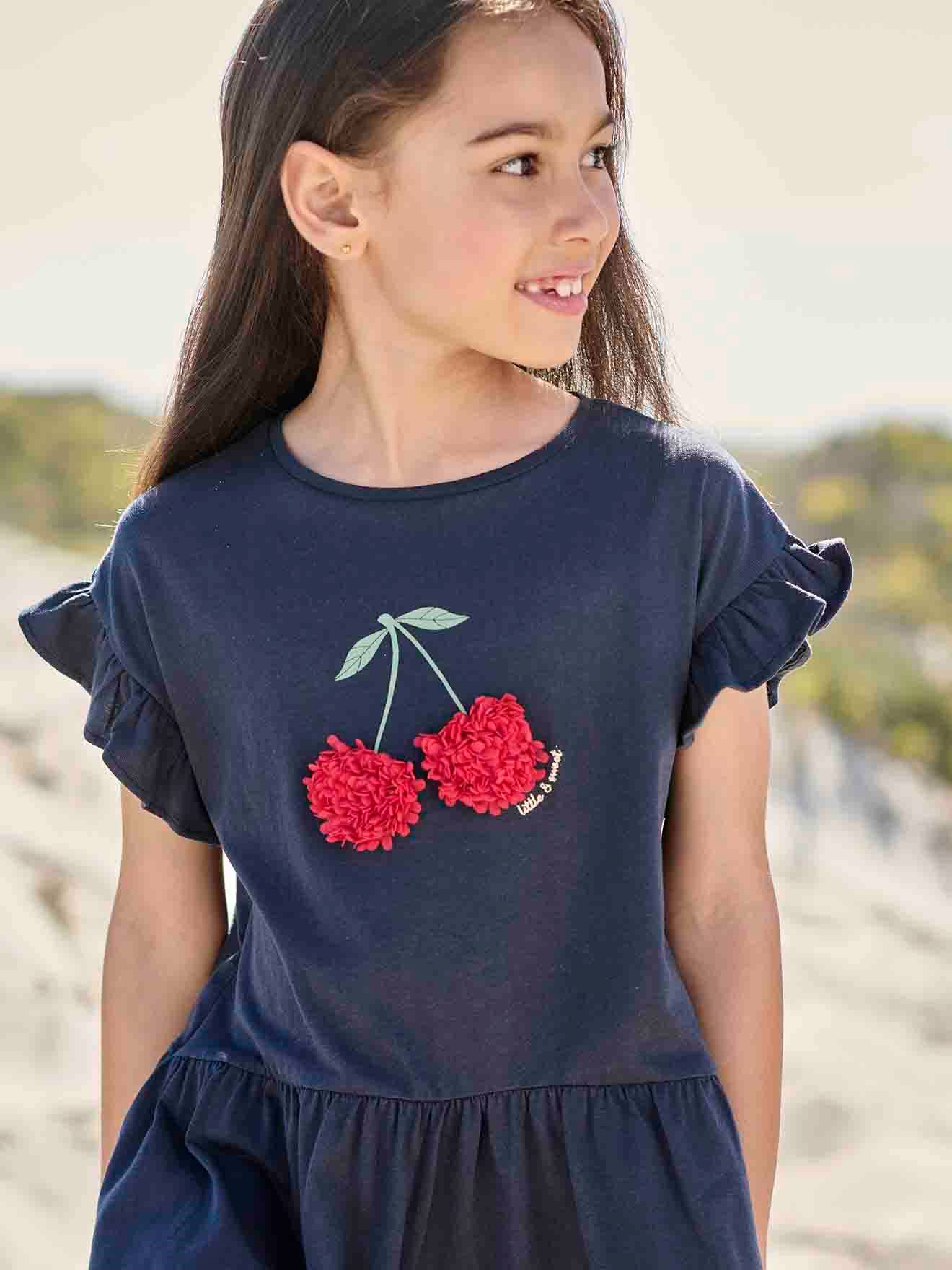 Vertbaudet Mädchen Sommerkleid mit 3D-Motiv - marine