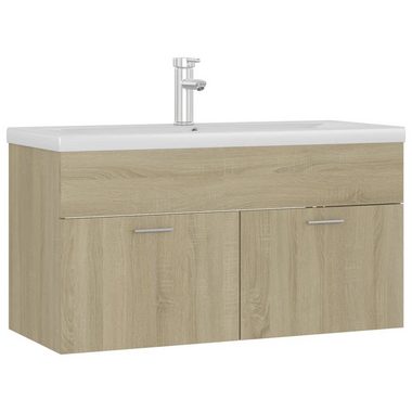 vidaXL Badezimmerspiegelschrank Waschbeckenunterschrank Einbaubecken Sonoma-Eiche Holzwerkstoff (1-St)