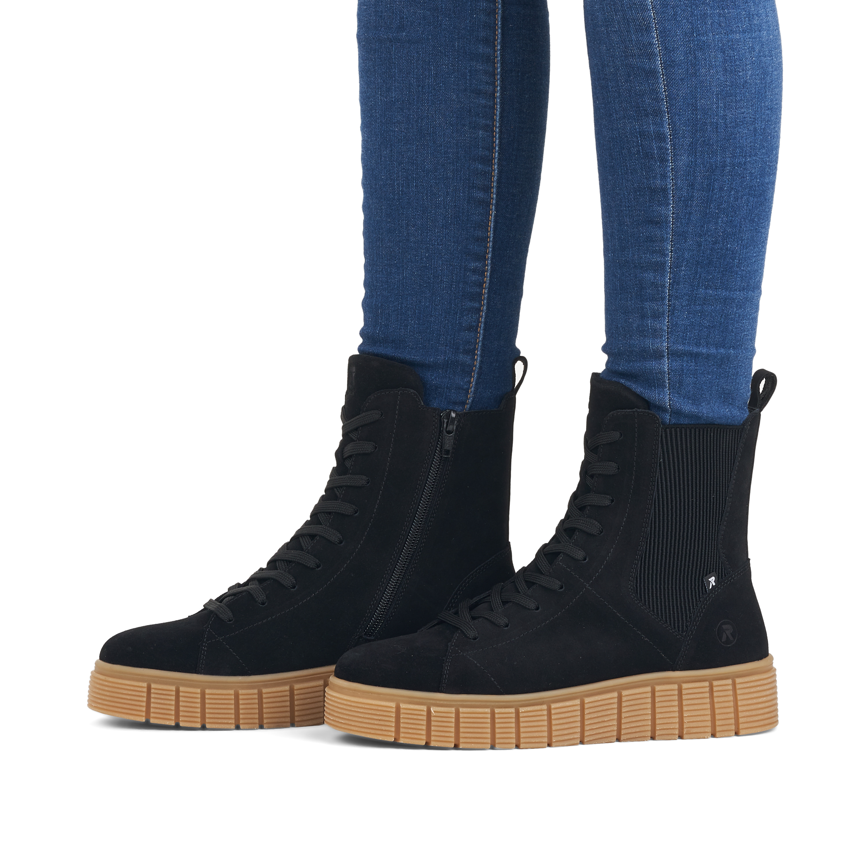 Rieker Damen Chelsea Boots urban-black sand-beige