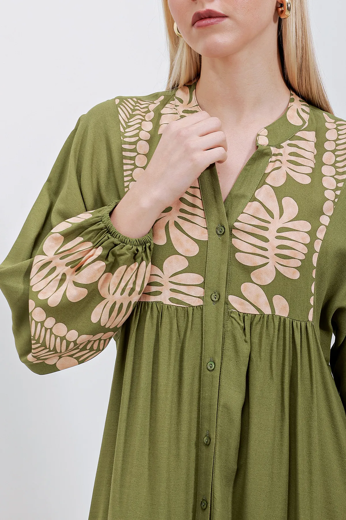 Bigdart  2423 Authentisches gemustertes Kleid - Khaki