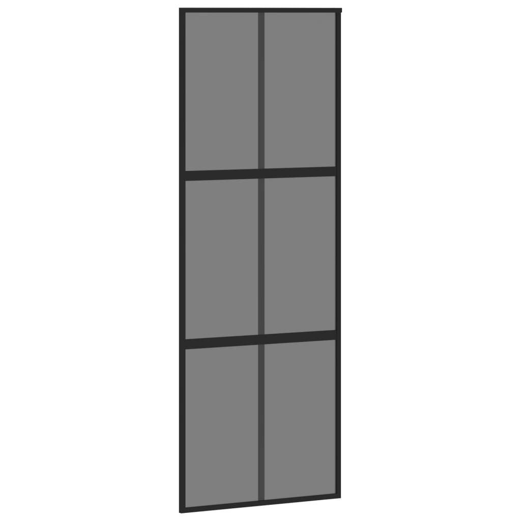 vidaXL Zimmertür Schiebetür Zimmertür Innentür Glas Schwarz 76x205 cm Hartglas und Alum
