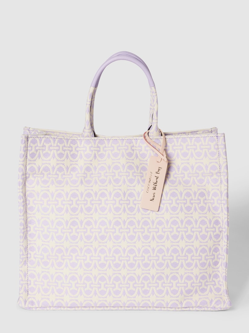Tote Bag mit Allover-Muster Modell 'NEVER' in flieder