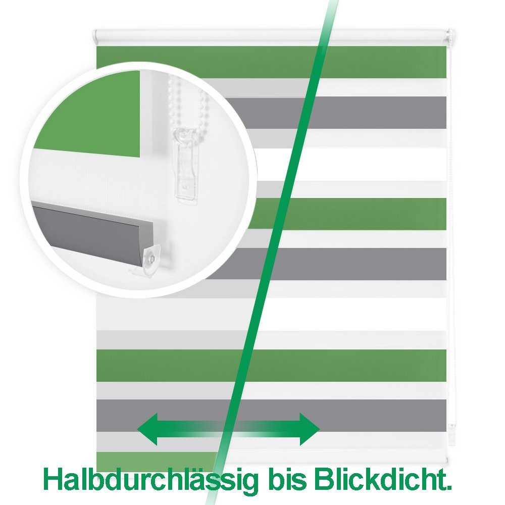 Doppelrollo Fensterrollos Ohne Bohren, Vkele, 130cm/160cm, klemmfix,klemmträger, Sonnenschutz, Lichtdurchlässig und Verdunkelnd.