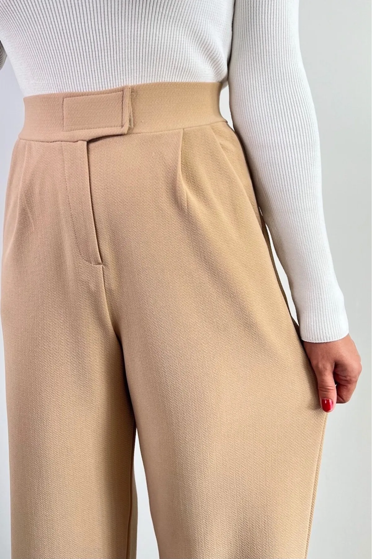 Ritnice  Line Palazzo-Hose aus Lycra für Damen mit Klettverschluss, Beige