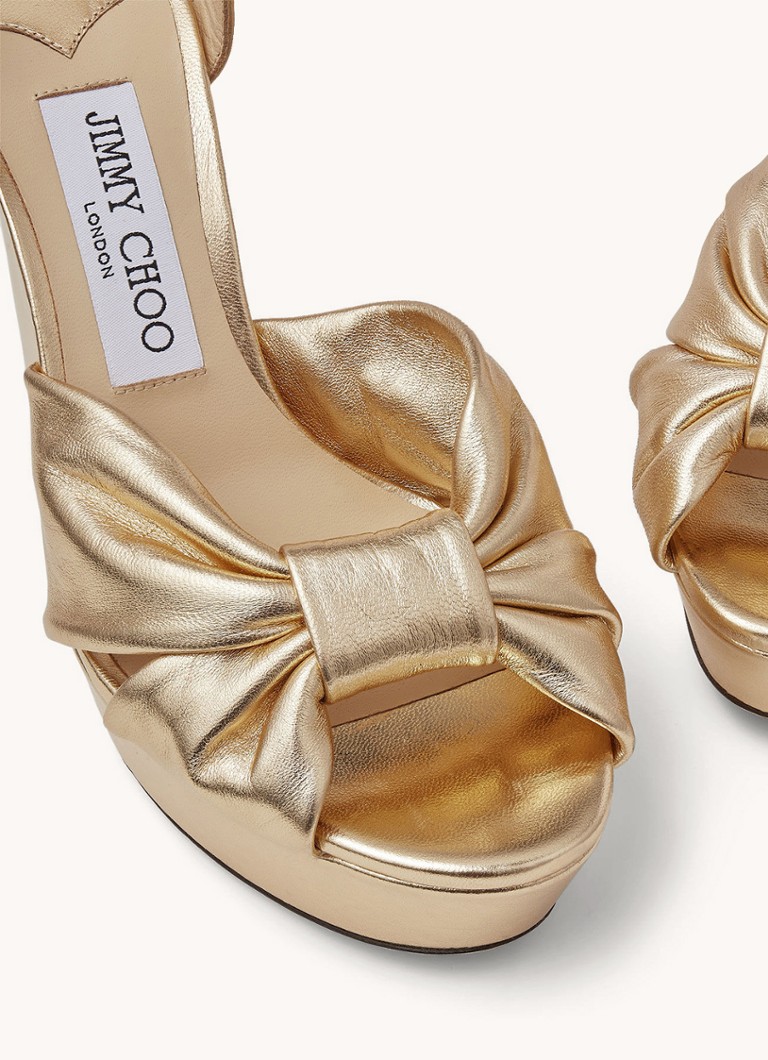 Sandale Jimmy Choo Heloise 120 din piele de miel cu finisaj metalic.
