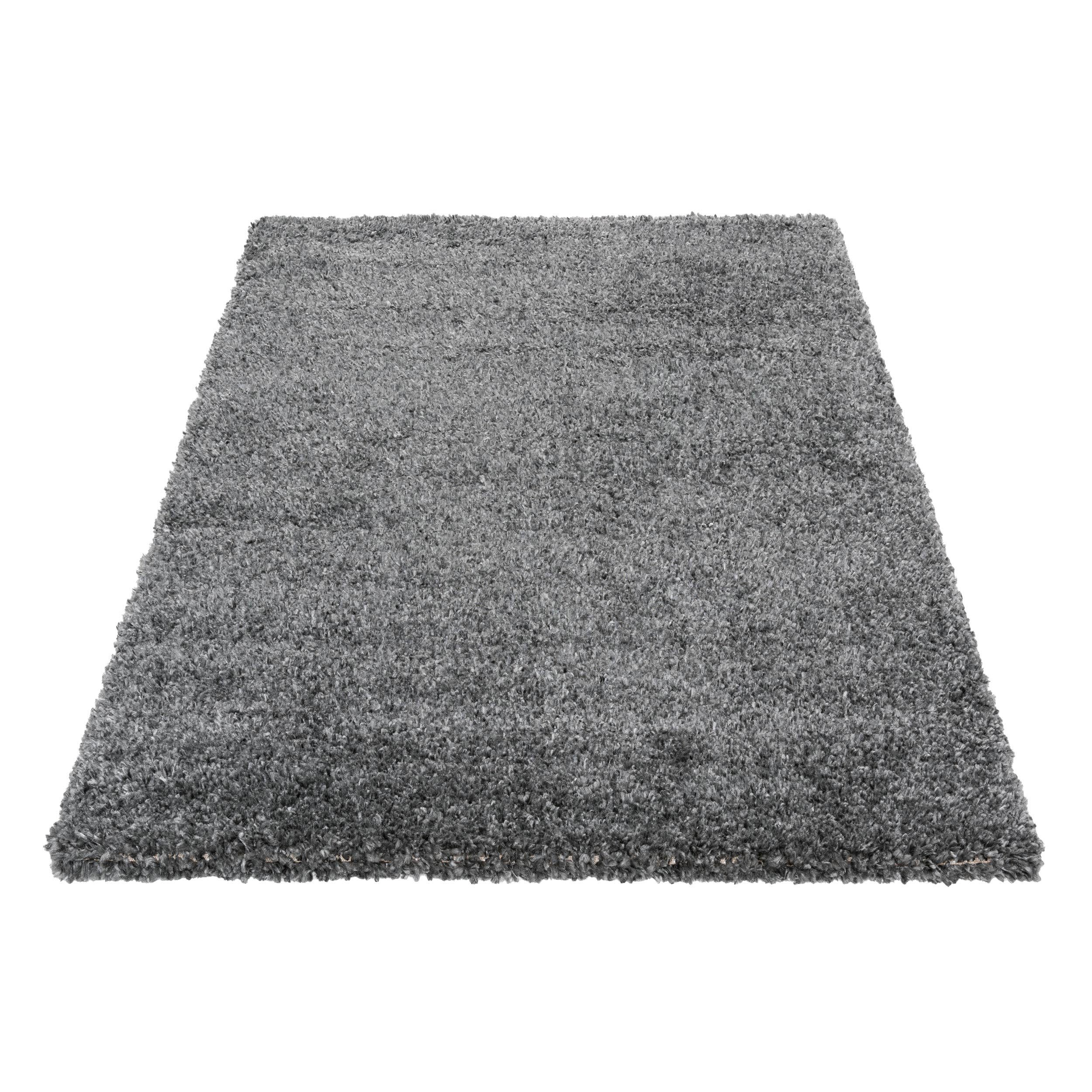 Teppich Teppich modern Design, anthrazit uni, Sehrazat, rechteckig, Höhe: 30 mm, Shaggy Hochflor Teppich mit zeitlosem Muster, Langflor Teppich, für Wohnzimmer, Schlafzimmer, Esszimmer, Kinderziemer, Flur, Diele